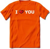 I Love You - Valentijn T-Shirt | Grappig Valentijnsdag Cadeautje voor Hem en Haar | Dames - Heren - Unisex | Kleding Cadeau | - Oranje - XXL
