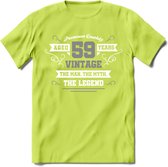 59 Jaar Legend T-Shirt | Zilver - Wit | Grappig Verjaardag en Feest Cadeau | Dames - Heren - Unisex | Kleding Kado | - Groen - 3XL