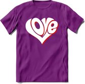 Love - Valentijn T-Shirt | Grappig Valentijnsdag Cadeautje voor Hem en Haar | Dames - Heren - Unisex | Kleding Cadeau | - Paars - XXL