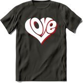 Love - Valentijn T-Shirt | Grappig Valentijnsdag Cadeautje voor Hem en Haar | Dames - Heren - Unisex | Kleding Cadeau | - Donker Grijs - XXL