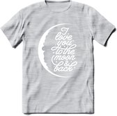 I Love You To The Moon - Valentijn T-Shirt | Grappig Valentijnsdag Cadeautje voor Hem en Haar | Dames - Heren - Unisex | Kleding Cadeau | - Licht Grijs - Gemaleerd - XXL