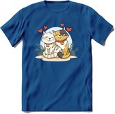 Knuffel kat Valentijn T-Shirt | Grappig Valentijnsdag Cadeautje voor Hem en Haar | Dames - Heren - Unisex | Kleding Cadeau | - Donker Blauw - L