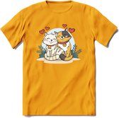 Knuffel kat Valentijn T-Shirt | Grappig Valentijnsdag Cadeautje voor Hem en Haar | Dames - Heren - Unisex | Kleding Cadeau | - Geel - XL