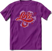 Love - Valentijn T-Shirt | Grappig Valentijnsdag Cadeautje voor Hem en Haar | Dames - Heren - Unisex | Kleding Cadeau | - Paars - M