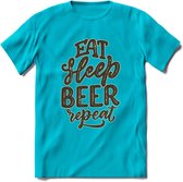 Eat Sleep Beer Repeat T-Shirt | Bier Kleding | Feest | Drank | Grappig Verjaardag Cadeau | - Blauw - L
