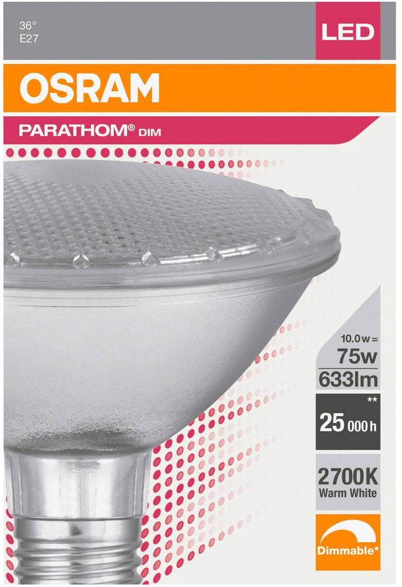 Osram Parathom E27 PAR30 10W 927 36D | Dimmable - Blanc très chaud -  Meilleur rendu... | bol.com