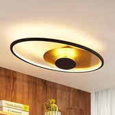 Lindby - LED plafondlamp- met dimmer - 1licht - metaal - H: 9 cm - , goud - Inclusief lichtbron