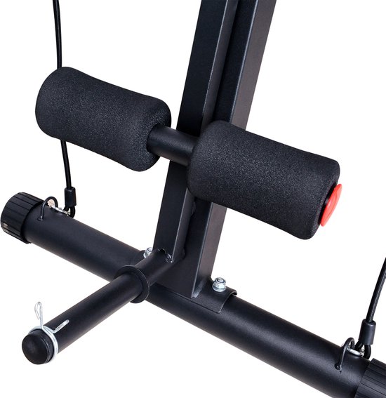 HOMCOM halterbank, opklapbare, multifunctionele trainingsbank, zitbank voor thuistraining, 6 niveaus tot 120 kg, staal, kunstleer, zwart, 145 x 55 x 41-114 cm
