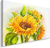 Schilderij - Zonnebloem in waterverf (print op canvas), premium print