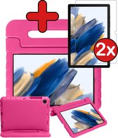 Samsung Tab A8 Hoes Kinder Hoesje Kids Case Met 2x Screenprotector Glas - Samsung Galaxy Tab A8 2021 Hoes Kindvriendelijk (10,5 inch) - Roze