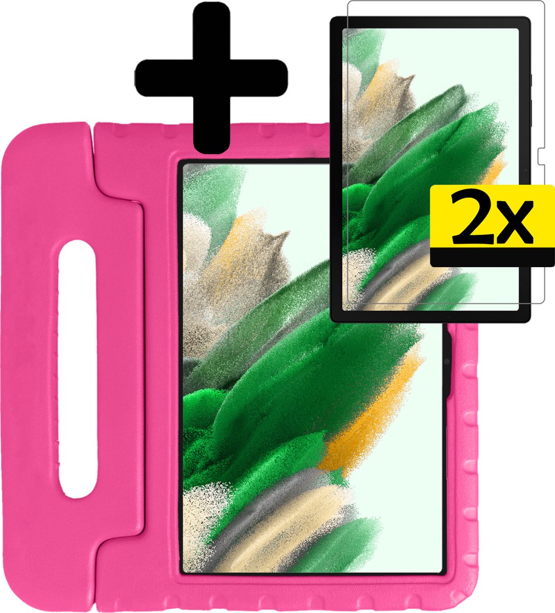 Hoes Geschikt voor Samsung Galaxy Tab A8 Hoes Kinder Hoesje Kids Case Shockproof Cover Met 2x Screenprotector - Hoesje Geschikt voor Samsung Tab A8 Hoesje Kidscase - Roze.