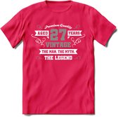 27  Jaar Legend T-Shirt | Zilver - Wit | Grappig Verjaardag en Feest Cadeau | Dames - Heren - Unisex | Kleding Kado | - Roze - XXL