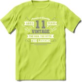 11 Jaar Legend T-Shirt | Zilver - Wit | Grappig Verjaardag en Feest Cadeau | Dames - Heren - Unisex | Kleding Kado | - Groen - 3XL