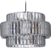 Relaxdays hanglamp kristal - grijze eetkamer lamp - hangende lamp - slaapkamer - ronde kap