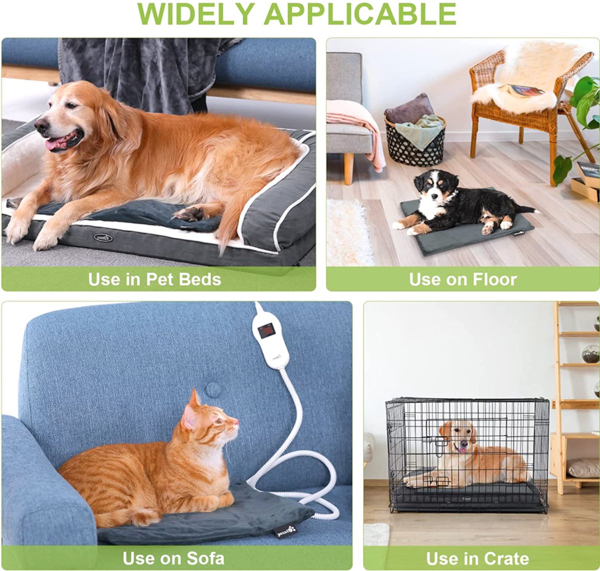 Pecute huisdier verwarmingskussen hond verwarmingsbed kat elektrisch verwarmingskussen S 40x32cm, constante temperatuur verwarming, veilig, anti-bijt, waterdicht en vlamvertragend (S