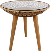 Dulaire Bijzettafel Riet/Rotan Rond Glas Ø 49 cm