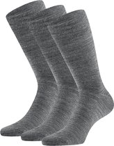 Apollo - Merino Wolllen sokken - Unisex - Antipress - 3-Pak - Midden Grijs - Maat 39/42 - Diabetes sokken - Sokken zonder elastiek - Naadloze sokken