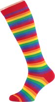 Apollo - Kniekousen met strepen - rainbow kleuren - Maat 36/41 - Kniekousen dames - Kniekousen carnaval - Kniekousen - Carnaval accessoires - Carnaval - Feestkleding