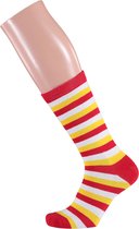 Apollo - Feest sokken met strepen - rood-wit-geel - Maat 41/46 - Gekleurde sokken - Carnaval - Party sokken heren