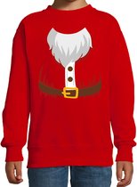 Kerstkostuum Kerstman verkleed sweater - rood - kinderen - Kerstkostuum trui / Kerst outfit 152/164