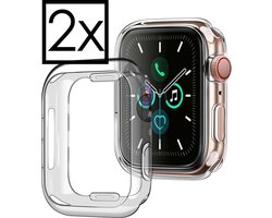 Hoes Geschikt voor Apple Watch SE 2022 44 mm Siliconen Case - Hoesje Geschikt voor Apple Watch SE 2022 44 mm Hoesje Cover Case - Transparant - 2 PACK