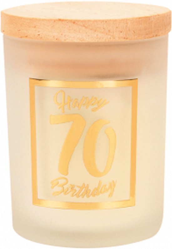 Geurkaars - White/gold - Happy Birthday - 70 jaar - In cadeauverpakking