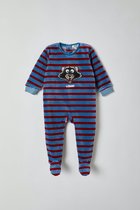 Woody romper unisex - blauw-rood gestreept - wasbeer - 212-3-RBF-V/927 - maat 74