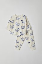 Woody pyjama badstof baby unisex - gebroken wit met ijsbeer all-over print - 212-3-WPD-T/914 - maat 86