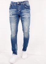 Heren Slim Fit Spijkerbroek met Scheuren - SLM-33 - Blauw