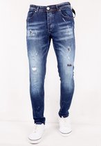 Paint Splatter Stretch Jeans Heren Slim Fit -DC-005- Blauw