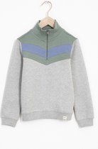 Sissy-Boy - Grijze colorblock sweater met zipper