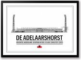 De Adelaarshorst poster | wanddecoratie Go Ahead Eagles stadion zwart wit poster | Liggend 40 x 30 cm