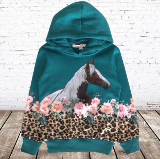 Hoodie paard turquoise