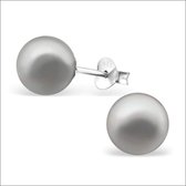 Aramat jewels ® - Zilveren pareloorbellen grijs 925 zilver 8mm