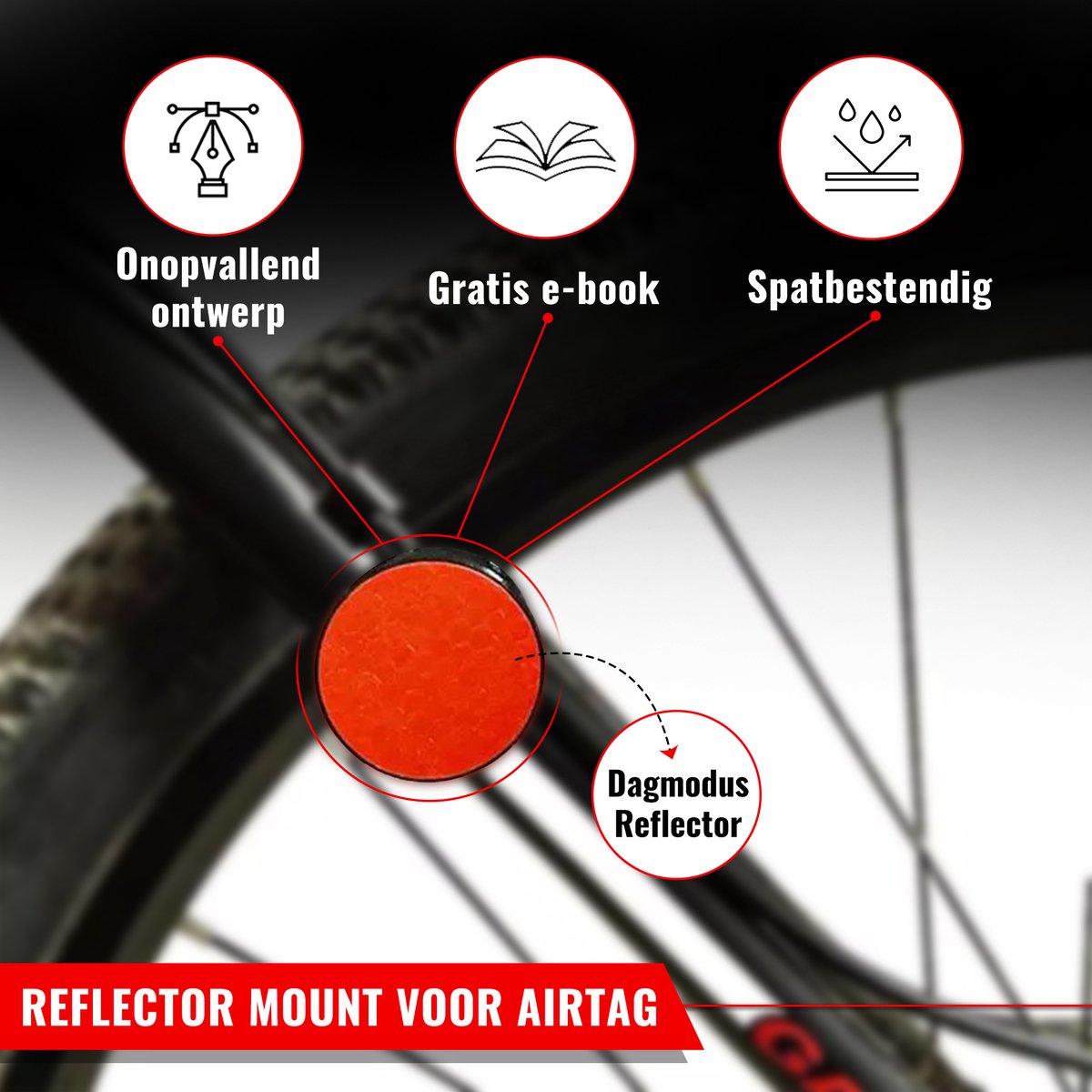 Réflecteur De Vélo pour Airtag, Boîtier De Réflecteur De Vélo, Maison  étanche avec Attaches De Câble pour GPS, Vélo Accessoire, Antivol, Suivi De