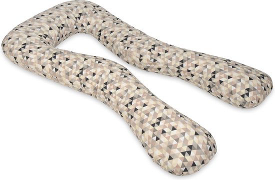 Voedingskussen - Zwangerschapskussen - 300 cm - 100% katoen - beige tinten driehoekjes