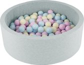 Ballenbad rond - grijs - 90x30 cm - met 150 pastel ballen