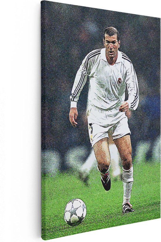 Artaza Canvas Schilderij Zinédine Zidane bij Real Madrid - 20x30 - Klein - Foto Op Canvas - Canvas Print