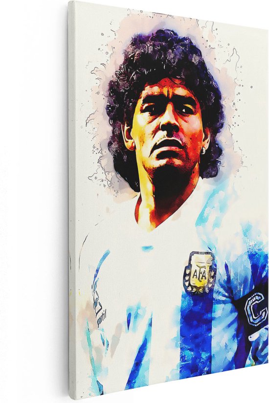 Artaza Canvas Schilderij Voetbalspeler Diego Maradona bij Argentinië - Foto Op Canvas - Canvas Print
