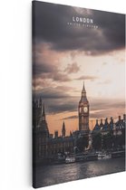 Artaza Canvas Schilderij Big Ben in Londen - 80x120 - Groot - Muurdecoratie - Canvas Print