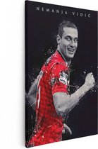 Artaza Canvas Schilderij Nemanja Vidic bij Manchester United - 40x60 - Poster Foto op Canvas - Canvas Print