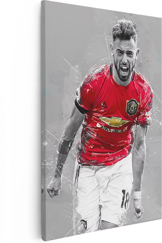 Artaza Canvas Schilderij Bruno Fernandes bij Manchester United - 40x60 - Poster Foto op Canvas - Canvas Print