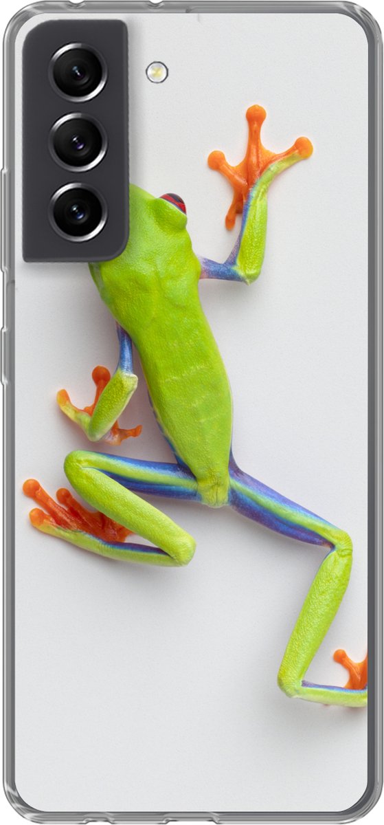 Telefoonhoesje Geschikt voor Samsung Galaxy S21 FE hoesje - Kikker - Dieren - Groen - Siliconen Telefoonhoesje Telefoonhoesje