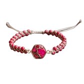 Marama - verstelbare armband Pink Jaspis - vegan - edelsteen Jaspis - groen - roze - cadeautje voor haar