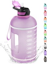 3,78 liter waterfles met drinkrietje, brede mond, motiverende drinkfles met tijdmarkeringstracker, BPA-vrije sportfles voor gym, fitness, outdoor.