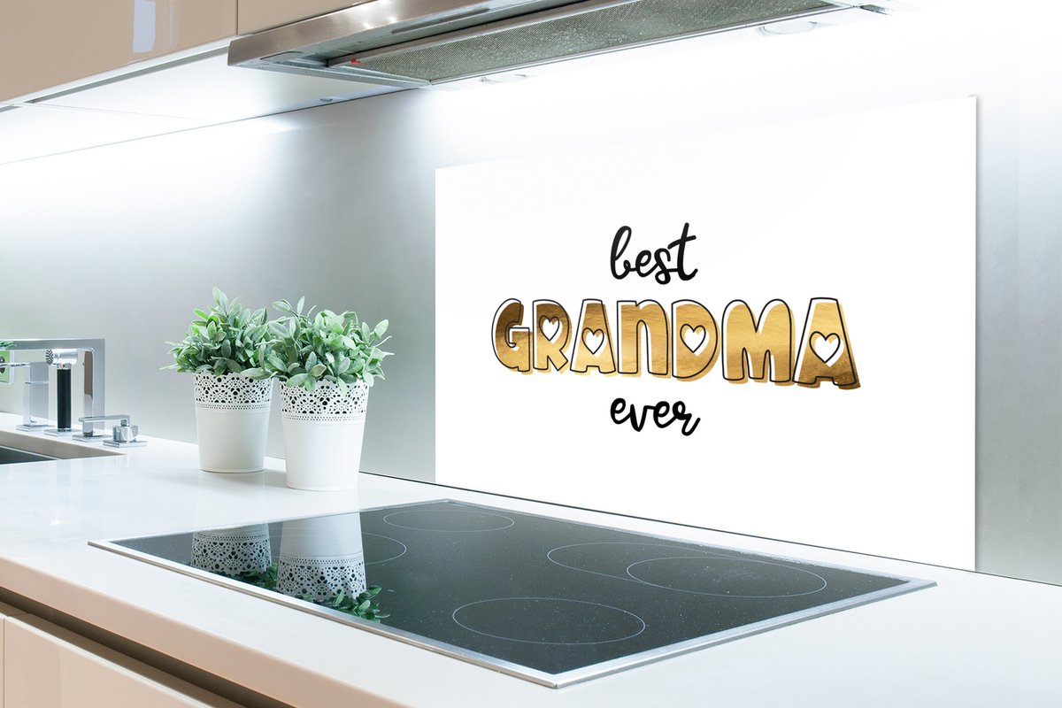 KitchenYeah Spatscherm 80x55 cm aluminium - Best grandma ever thumbnail 3