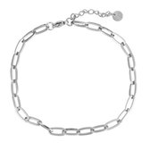 Eenvoudige zilveren schakel enkelband - roestvrij staal - enkelband - verstelbare enkelband - Verzilverd - damessieraden - Dottillove.
