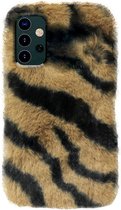 ADEL Siliconen Back Cover Softcase Hoesje Geschikt voor Samsung Galaxy A32 (5G) - Luipaard Fluffy Bruin