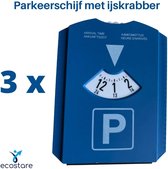 Luxe parkeerschijf met ijskrabber - Parkeerschijven - Parkeerschijf hard - Parkeerschijf Blauw - Ijskrabber - Europese parkeerschijf - 3 STUKS
