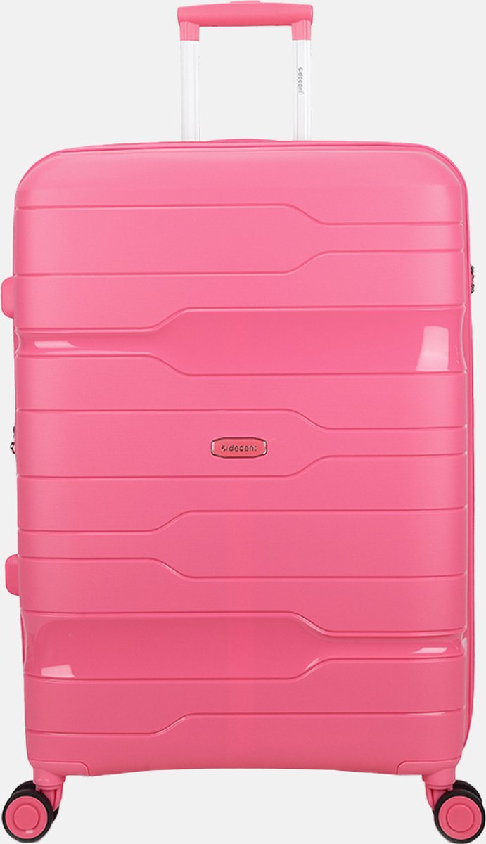Decent ONE-CITY Grotemaat koffer 76X51X28 cm – Reiskoffer met wielen - Lichtgewicht koffer – Reiskoffer midden - Veilig TSA Cijferslot – Spinner uitbreidbaar trolley - PINK